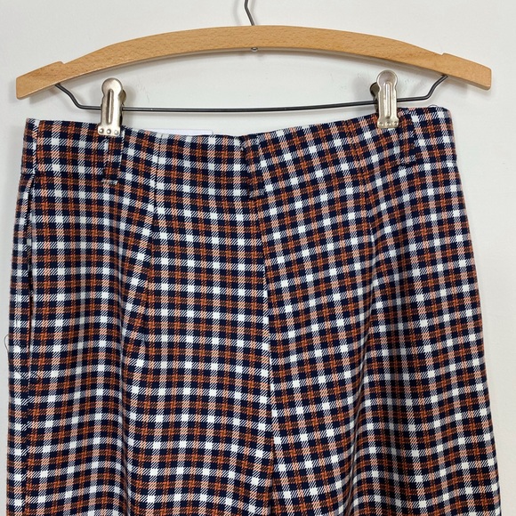Topshop Pleated Plaid ‘Black/Orange’ Cuffed Dress Trousers Woman’s Size 12 - Picture 3 of 5